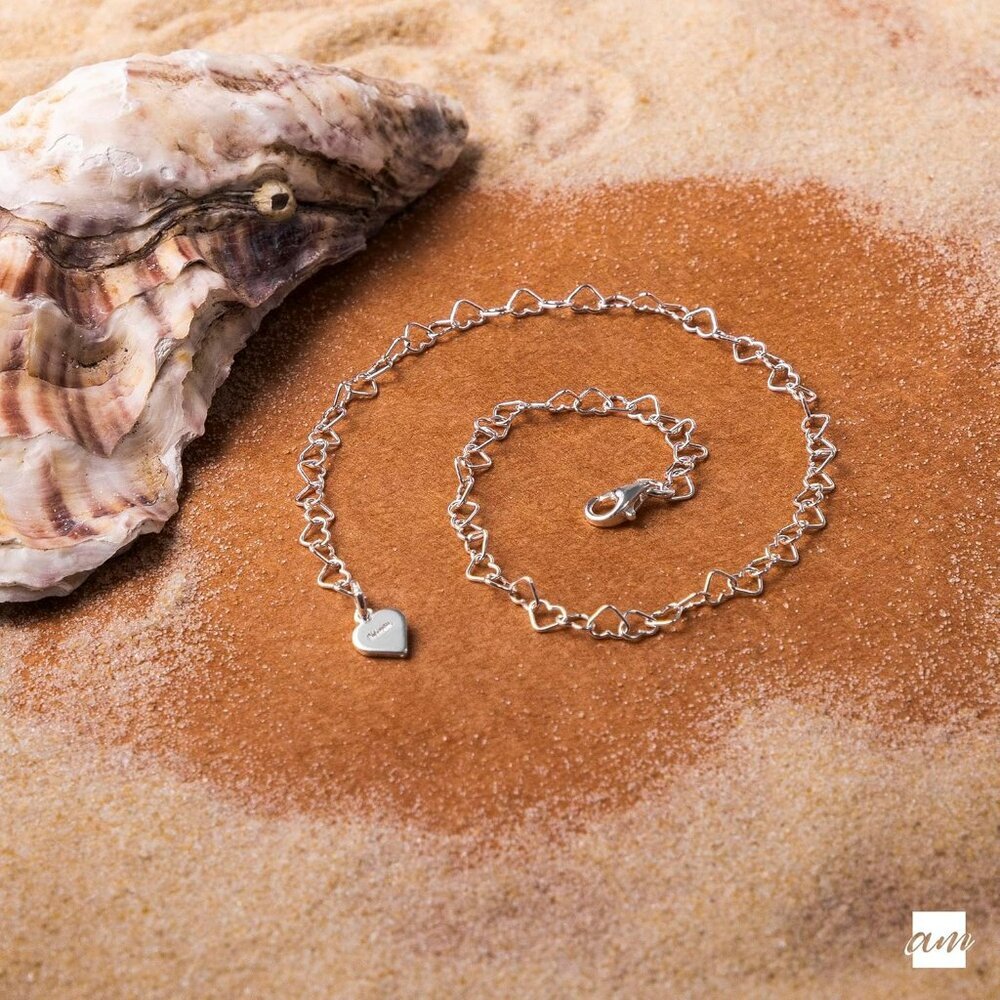 925 Fine Sterling Silver Naturally Adjustable Anklet - 3 mm Heart Chain Ankle Br - Picture 4 of 6